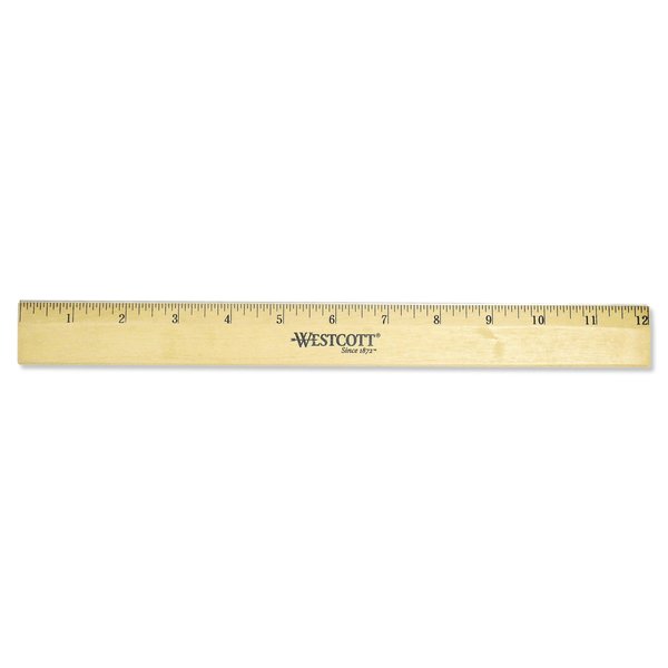 Westcott Ruler, Wood, 12", Single Edge 05011